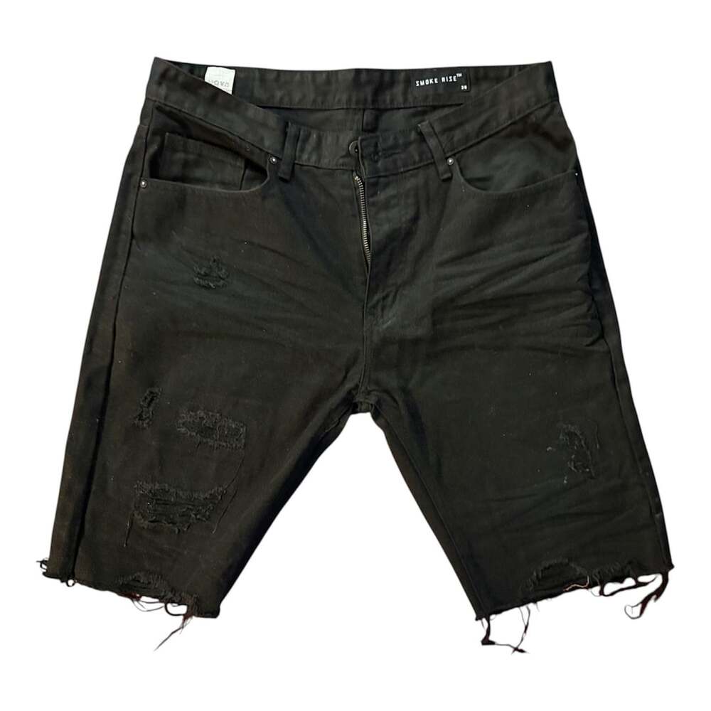 Smoke Rise Distressed Denim Shorts Size 36 Black Cut Off Ripped